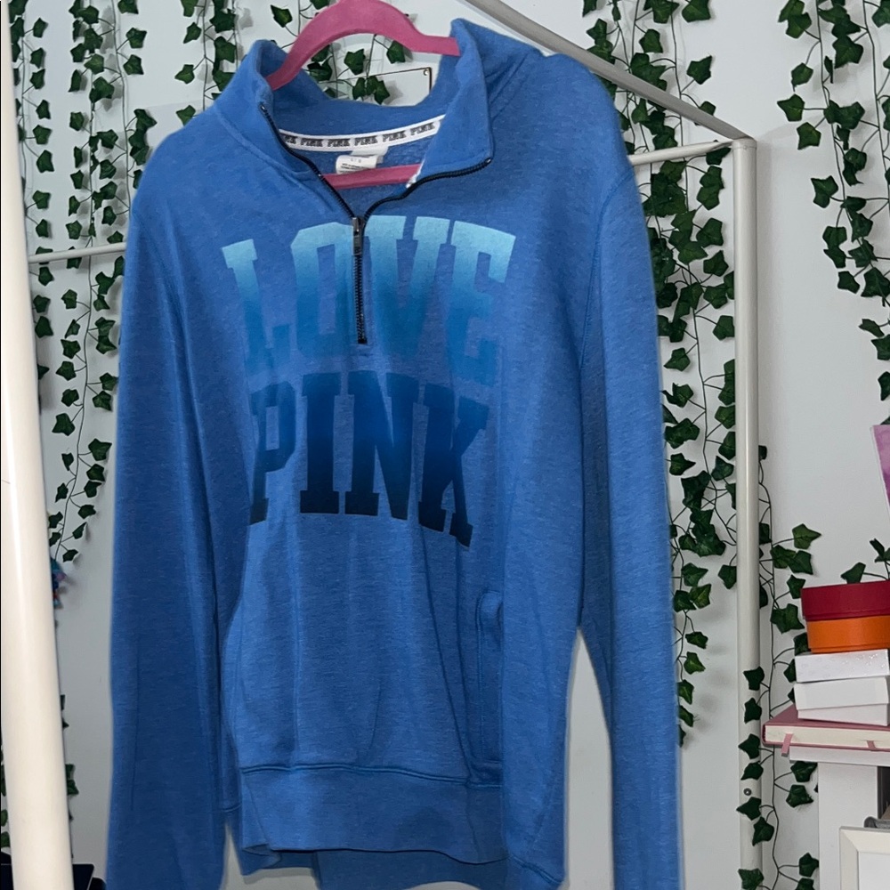 PINK Victoria's Secret Blue Pullover Quarterzip